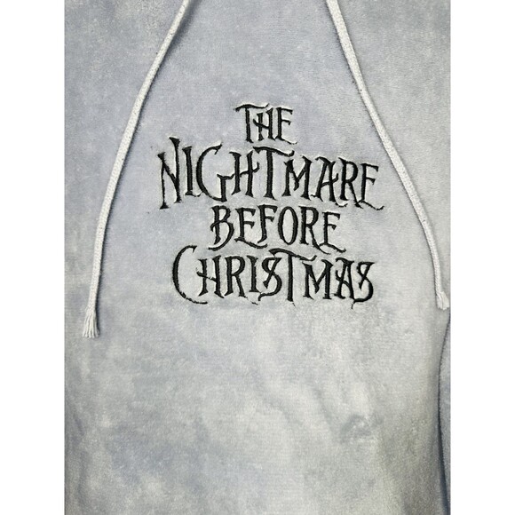 Disney Nightmare Before Christmas Fleece Blue Gray Hooded Sweater Large 11-13 - Picture 4 of 12